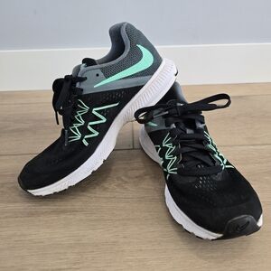 Nike Zoom Winflo 3 Women Size 9 831562-006 Black Teal Running Shoes Sneakers